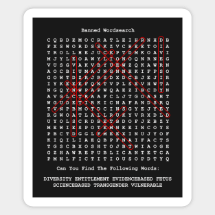 Banned Wordsearch 2017 Sticker